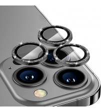 Folie sticla securizata tempered glass CAMERA iPhone 13 Pro, Black Glitter