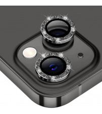 Folie sticla securizata tempered glass CAMERA iPhone 14 Plus, Black Glitter