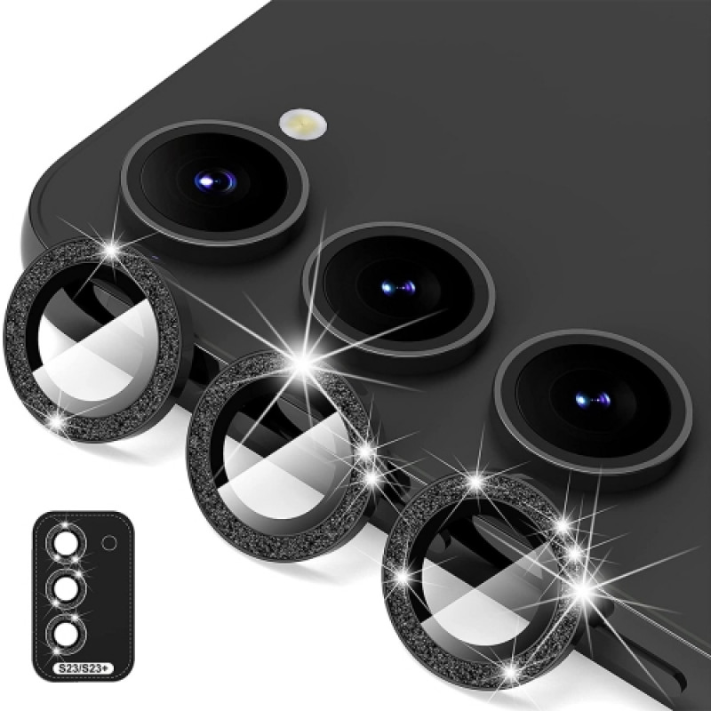 Folie sticla securizata tempered glass CAMERA Samsung Galaxy S23 Plus, Black Glitter
