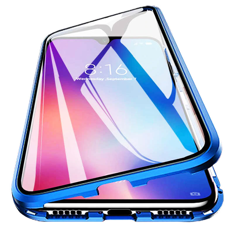 Husa iPhone 14 Pro Max, Magnetic 360 (fata+spate sticla), Blue