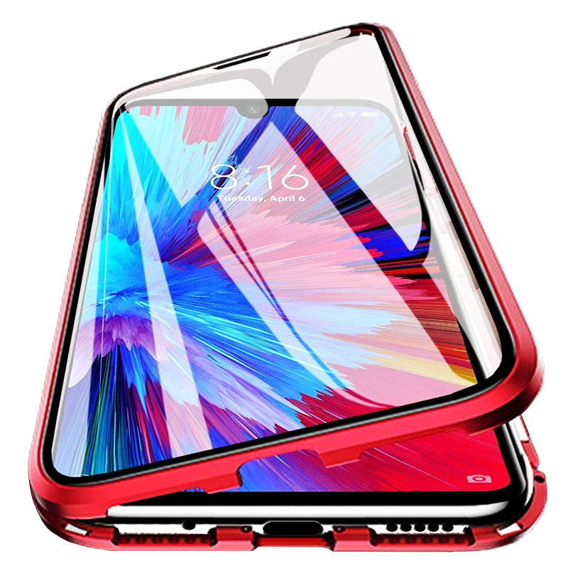 Husa iPhone 15 Pro Max, Magnetic 360 (fata+spate sticla), Red