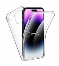 Husa iPhone 15 Pro TPU+PC Full Cover 360 (fata+spate), Transparenta