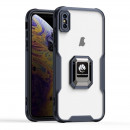 Husa rigida iPhone X Antisoc, Inel, Transparent Black