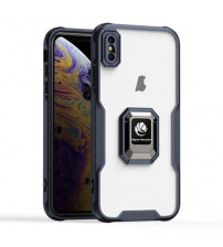 Husa rigida iPhone XS Antisoc, Inel, Transparent Black