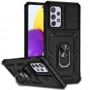 Husa Samsung Galaxy A72 Antisoc, Protectie camera, Inel, Black