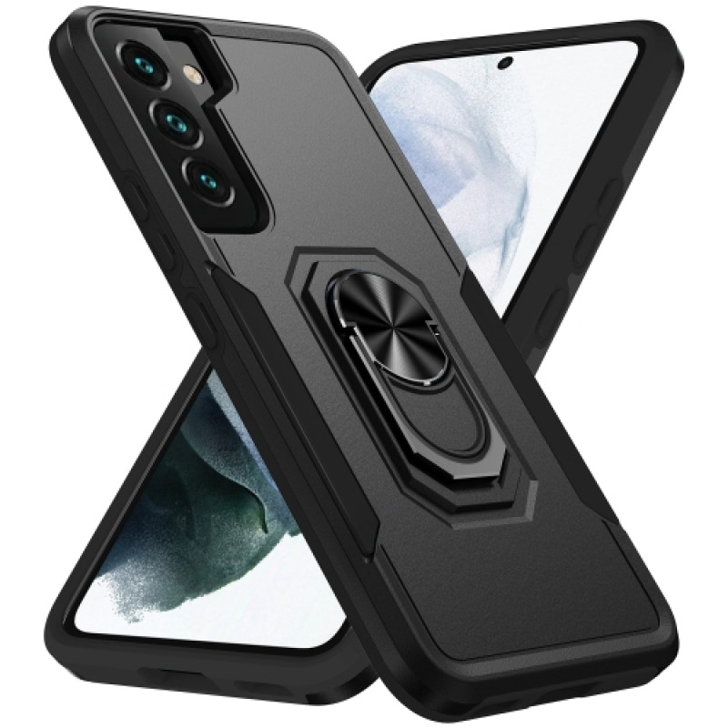 Husa Samsung Galaxy S22 Ultra Antisoc, Armor, Inel magnetic, Black - TemperedGlass