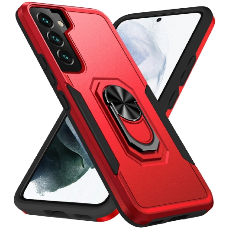 Husa Samsung Galaxy S22 Antisoc, Armor, Inel magnetic, Red - TemperedGlass