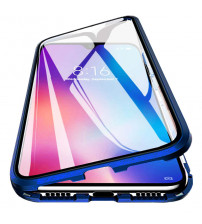 Husa iPhone 15 Magnetic 360 (fata+spate sticla), Dark Blue