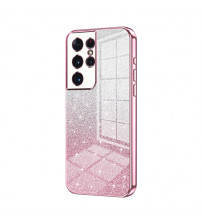 Husa Samsung Galaxy S21 Ultra, Pink Powder Glitter