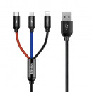 Cablu 1.2m Baseus CAMLT-BSY01 set 3 in 1, USB-C, Lightning, Micro-USB