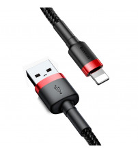 Cablu Baseus Cafule USB Lightning QC3.0, Nylon, 0.5m, Negru/Rosu