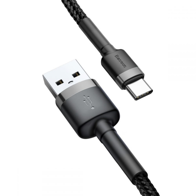 Cablu Baseus Cafule USB Type C 18W QC3.0, 2m, Negru/Gri