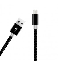 Cablu incarcare si date USB - Micro USB, Nylon, 1m, Negru