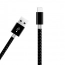 Cablu incarcare si date USB - Type C, Nylon, 1m, Negru
