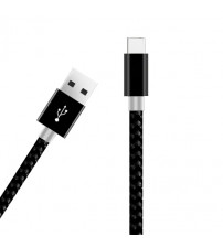Cablu incarcare si date USB - Type C, Nylon, 1m, Negru