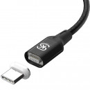 Cablu magnetic compatibil DASH/WARP fast charge Type-C 1.2m Sikai, Black