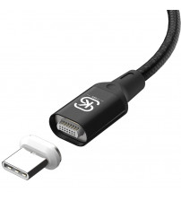 Cablu magnetic compatibil DASH/WARP fast charge Type-C 1.2m Sikai, Black