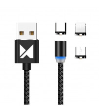 Cablu magnetic Wozinsky WMC-01 set 3 in 1, Negru