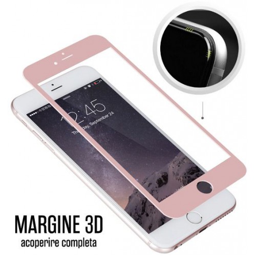 Folie sticla iPhone 6 3D Rose Gold, Folii iPhone - TemperedGlass.ro