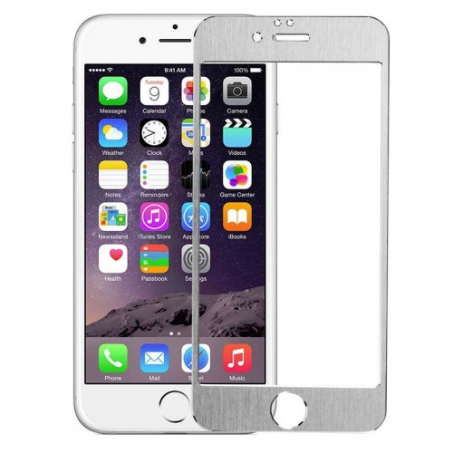 Folie sticla iPhone 6 Silver aluminium, Folii iPhone - TemperedGlass.ro