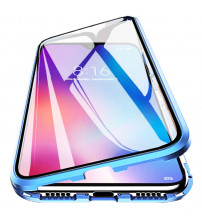 Husa iPhone 11 Magnetic 360 (fata+spate sticla), Sky Blue