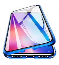 Husa iPhone 15 Plus Magnetic 360 (fata+spate sticla), Blue