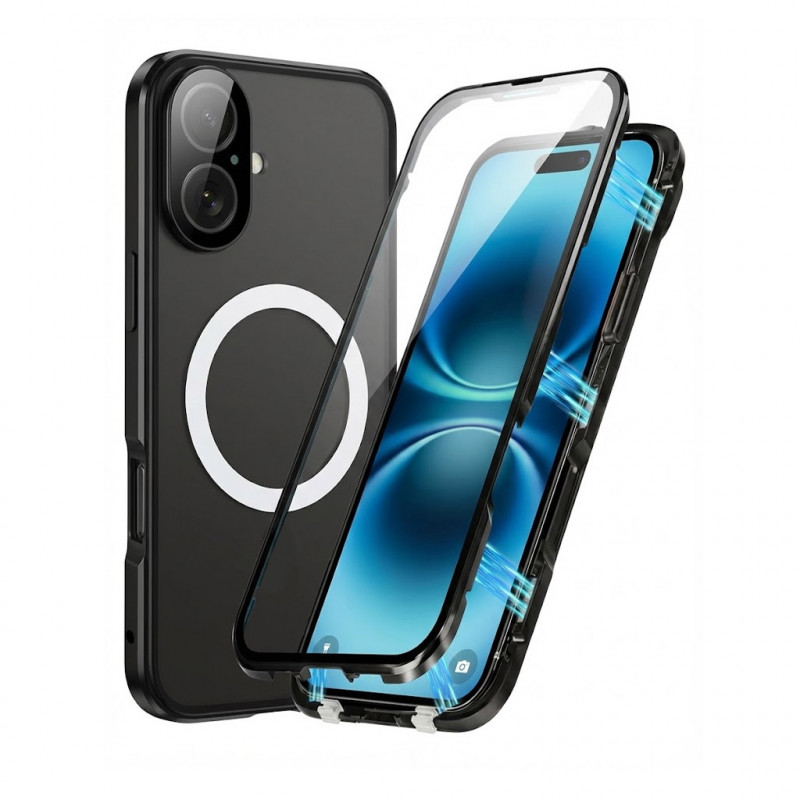 Husa iPhone 17 MagSafe 360 (fata+spate sticla), Black