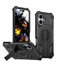 Husa iPhone 17, Premium Antisoc, Stand Magnetic, Black