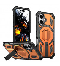 Husa iPhone 17, Premium Antisoc, Stand Magnetic, Orange