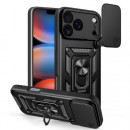 Husa iPhone 17 Pro Max Antisoc, Protectie camera, Inel, Black Husa iPhone 17 Pro Max Antisoc, Protectie camera, Inel, Black
