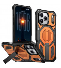 Husa iPhone 17 Pro, Premium Antisoc, Stand Magnetic, Orange