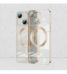 Husa Magsafe iPhone 14, Transparent Gold