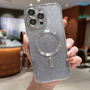 Husa Magsafe iPhone 15 Plus, Silver Glitter