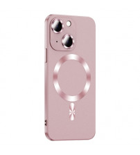 Husa Magsafe iPhone 15 TPU, Protectie camera, Gold Pink