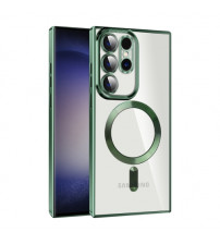 Husa Magsafe Samsung Galaxy S23 Ultra, Protectie camera, Green