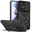Husa Motorola Edge 30 Fusion Antisoc, Protectie camera, Inel, Black