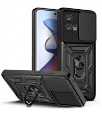 Husa Motorola Edge 30 Fusion Antisoc, Protectie camera, Inel, Black