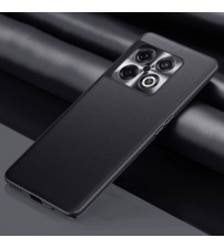Husa OnePlus 10 Pro din piele sintetica, stand metalic, Black