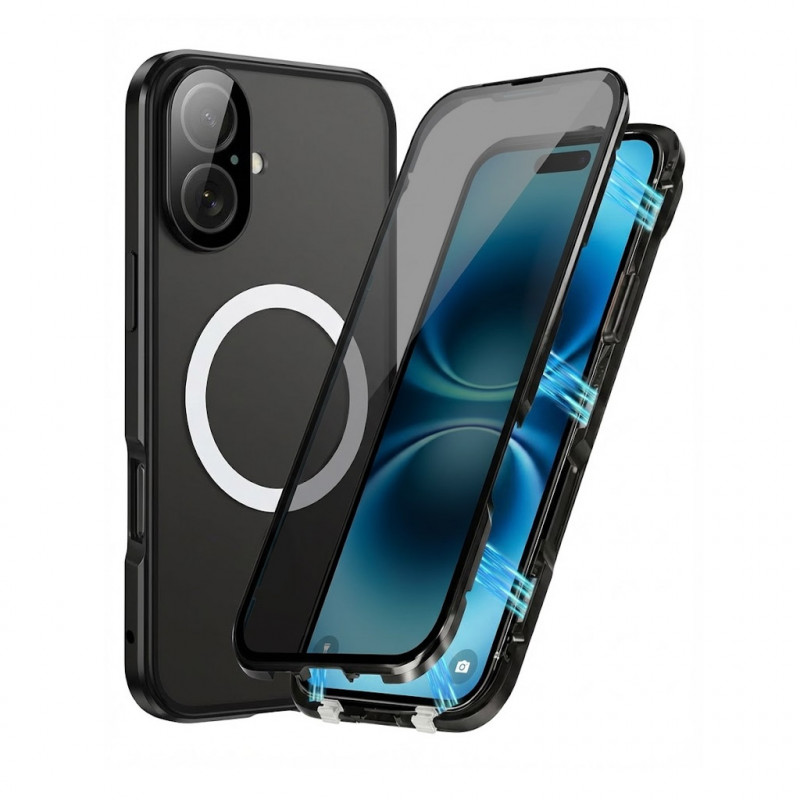 Husa Privacy iPhone 17 MagSafe 360 (fata+spate sticla), Black