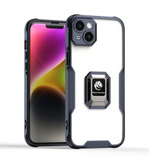 Husa rigida iPhone 14 Antisoc, Inel, Transparent Black
