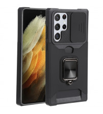 Husa Samsung Galaxy S22 Ultra, Protectie camera, Slot Card, Black
