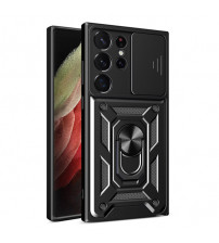 Husa Samsung Galaxy S23 Ultra Antisoc, Protectie camera, Inel, Black