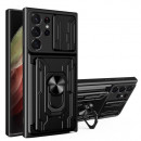 Husa Samsung Galaxy S23 Ultra, Protectie camera, Inel, Slot Card, Black
