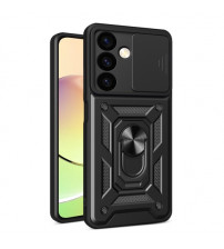 Husa Samsung Galaxy S24 Antisoc, Protectie camera, Inel, Black
