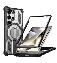 Husa Samsung Galaxy S24 Ultra, Premium Antisoc, Stand Magnetic, Grey