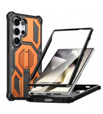 Husa Samsung Galaxy S24 Ultra, Premium Antisoc, Stand Magnetic, Orange