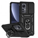 Husa Xiaomi 12 Antisoc, Protectie camera, Inel, Black