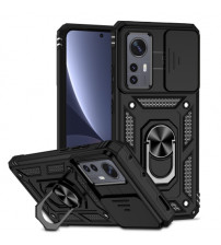 Husa Xiaomi 12 Antisoc, Protectie camera, Inel, Black
