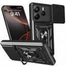 Husa Xiaomi Redmi Note 14 5G Antisoc, Protectie camera, Inel, Black