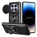 Husa Xiaomi Redmi Note 14 Pro+ 5G Antisoc, Protectie camera, Inel, Black